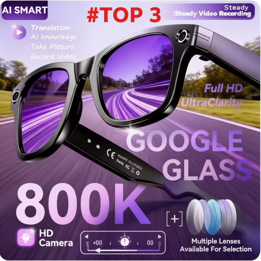 800W AI Smart Camera Glasses with Real-Time Translation