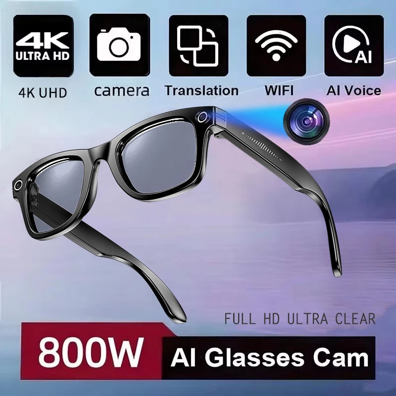800W AI Smart Camera Glasses with Real-Time Translation