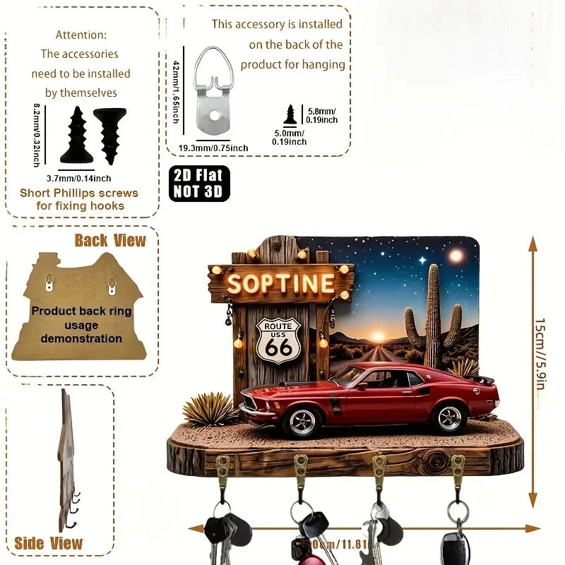 Route 66 Sports Car Key Hook