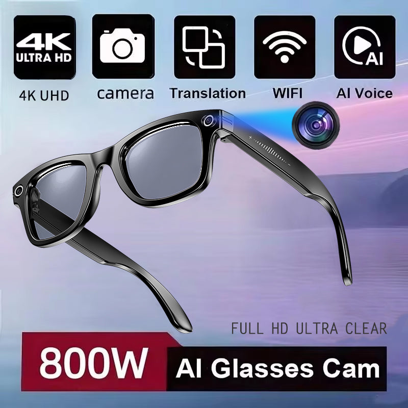 800W AI Smart Camera Glasses with Real-Time Translation