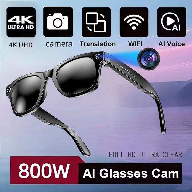 800W AI Smart Camera Glasses with Real-Time Translation