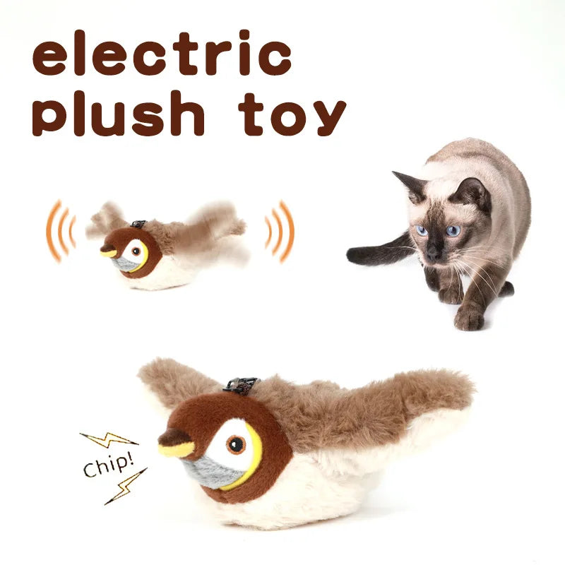 Pet  Toy Hot Simulated Bird Cat Toy Interactive Toys Dog Rechargeable Chirping Flapping Bird(no Flying) Touch Activated Plush