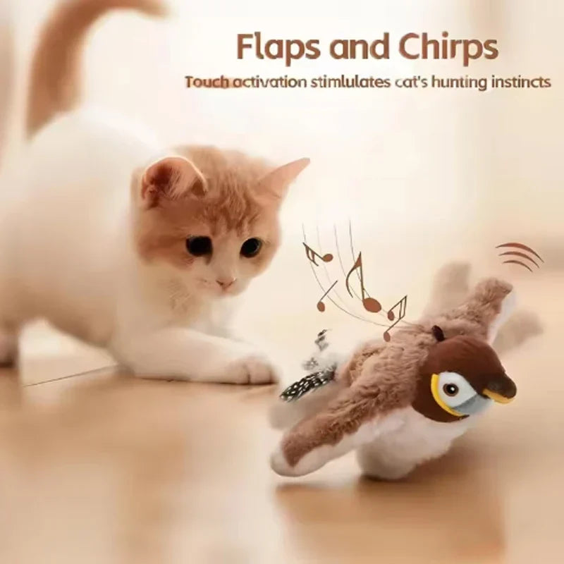 Pet  Toy Hot Simulated Bird Cat Toy Interactive Toys Dog Rechargeable Chirping Flapping Bird(no Flying) Touch Activated Plush