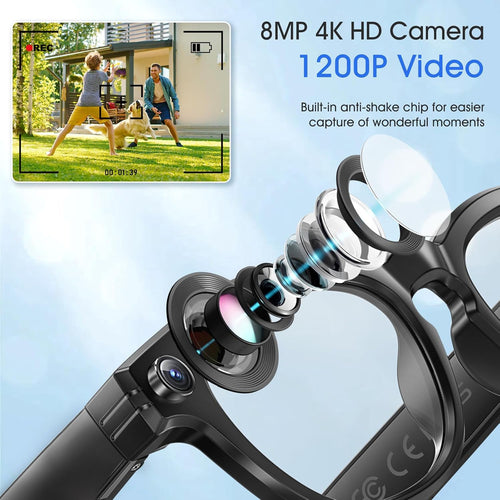 800W AI Smart Camera Glasses with Real-Time Translation