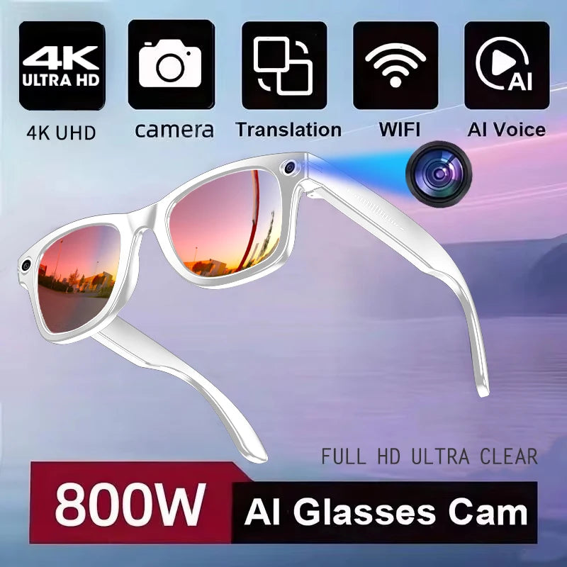 800W AI Smart Camera Glasses with Real-Time Translation