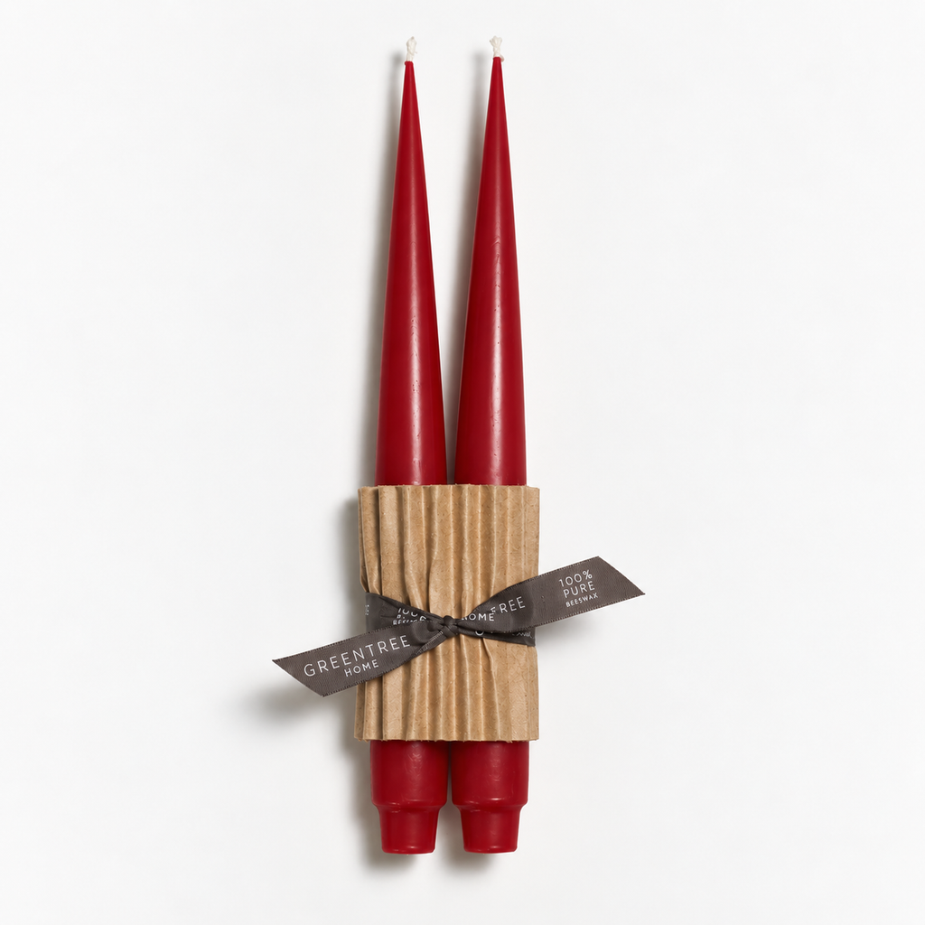 Beeswax Taper Candles- Holiday Red
